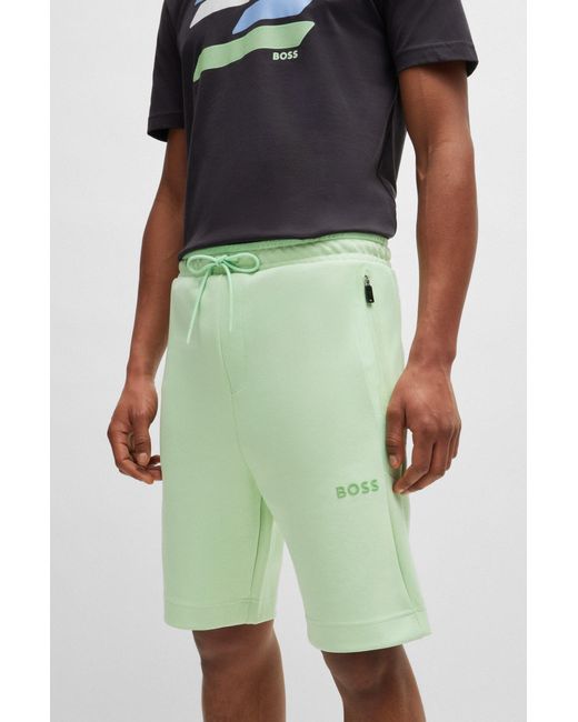 Boss Green Cotton-blend Shorts With 3d-moulded Logo for men
