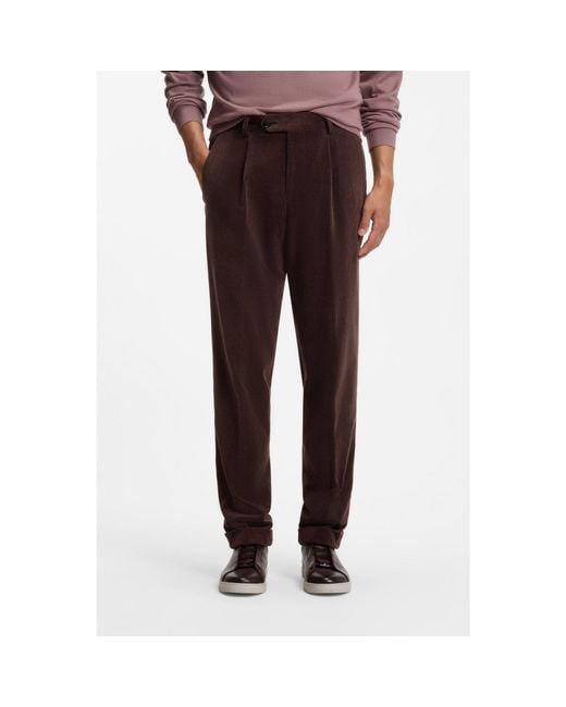Boss Brown Tapered-Fit Trousers for men