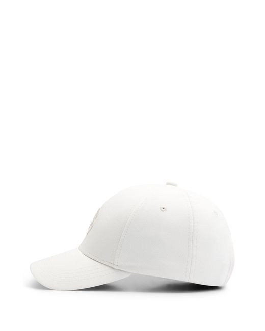 Boss White Cotton-blend Cap With Embroidered Double Monogram