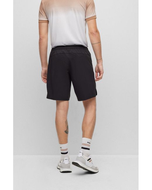 BOSS by Hugo Boss Black X Matteo Berrettini Water-repellent Shorts With Signature Stripes And Logo for men