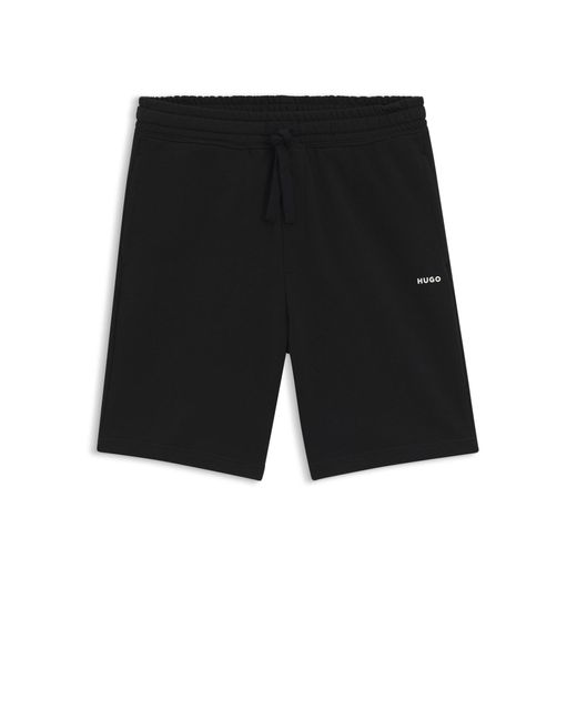 Short décontracté en molleton de coton à logo imprimé HUGO pour homme en coloris Black