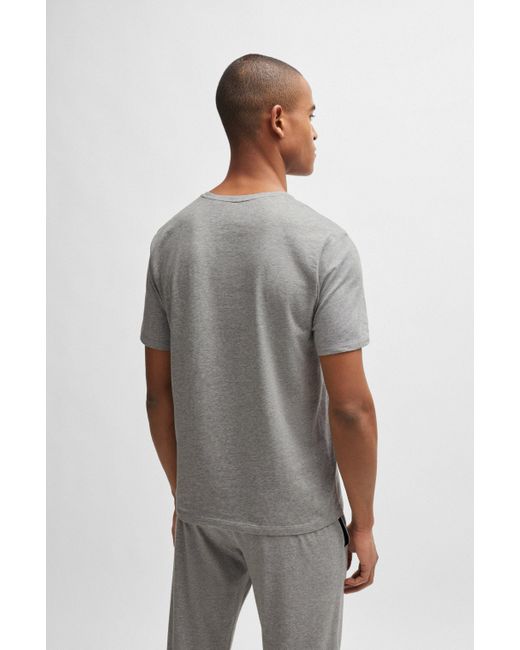 Boss Regular-Fit T-Shirt aus Stretch-Baumwolle mit Logo-Detail in Gray für Herren