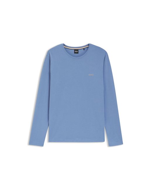 Boss Blue Long-Sleeved T-Shirt for men