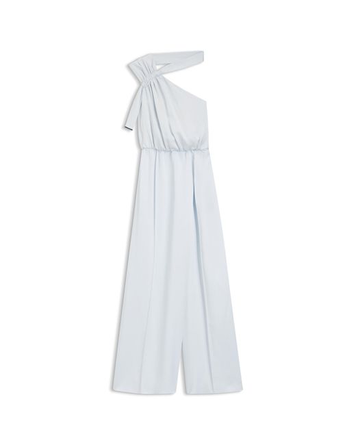 Boss White One-Shoulder Jumpsuit With Wrap-Effect Front