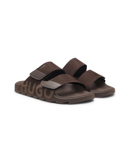 Mules En Faux Cuir Suédé Avec Détails De Logo HUGO pour homme en coloris Brown
