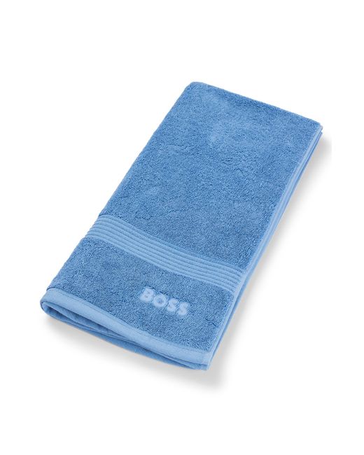 Boss Blue Logo Hand Towel In Aegean Cotton