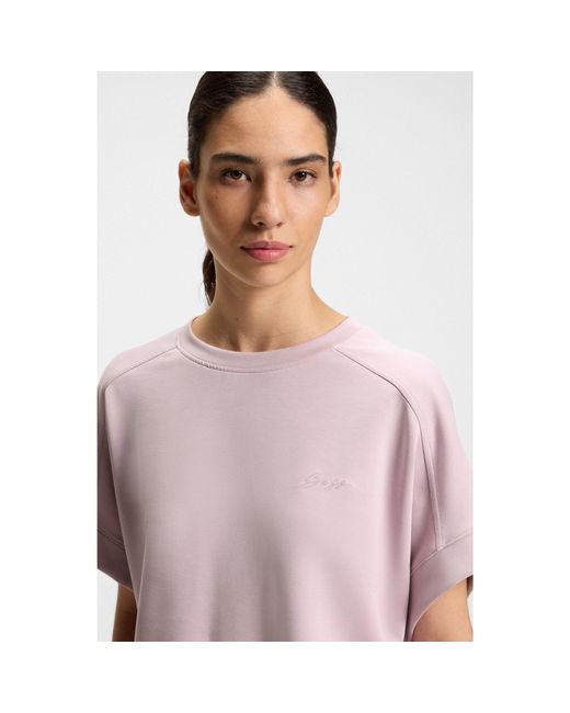 Boss Purple Regular-Fit T-Shirt With Handwritten Logo