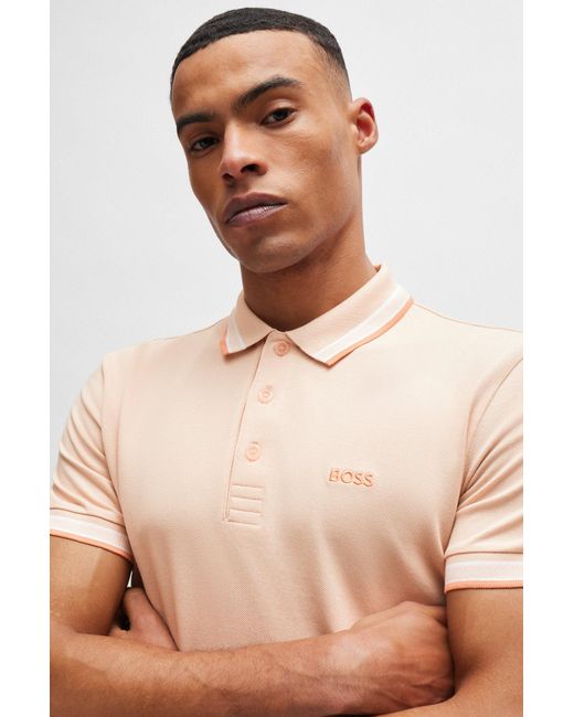 Boss Orange Cotton-piqué Polo Shirt With Contrast Logo for men