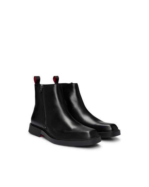 HUGO Black Zipped Half Boots for men