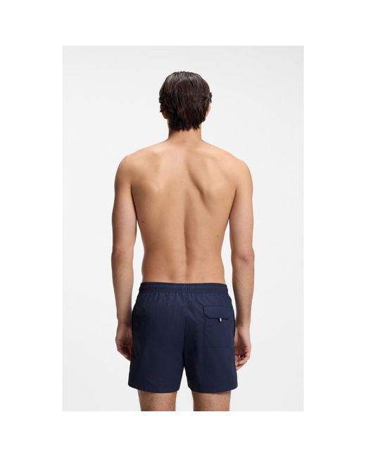 Boss Blue Swim Shorts With All-Over Monogram Print for men