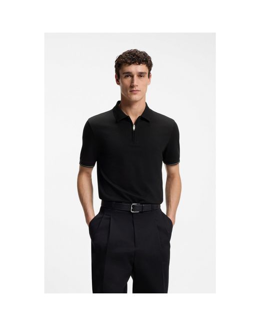 Boss Black Regular-Fit Polo With Zip Closure for men