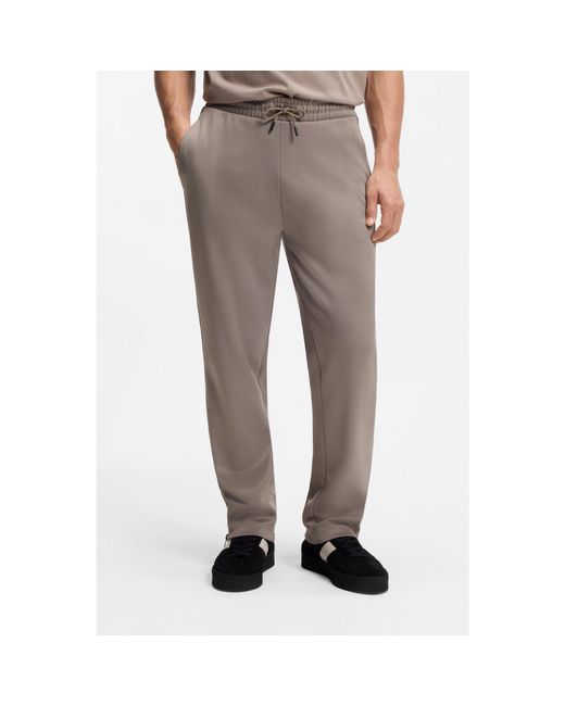 HUGO Gray Relaxed-Fit Tracksuit Bottoms With Logo Tape for men