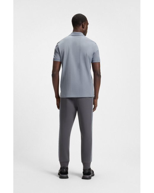 Boss Poloshirt Aus Baumwolle Mit Jacquard-Struktur Und Bodymapping-Design in Gray für Herren