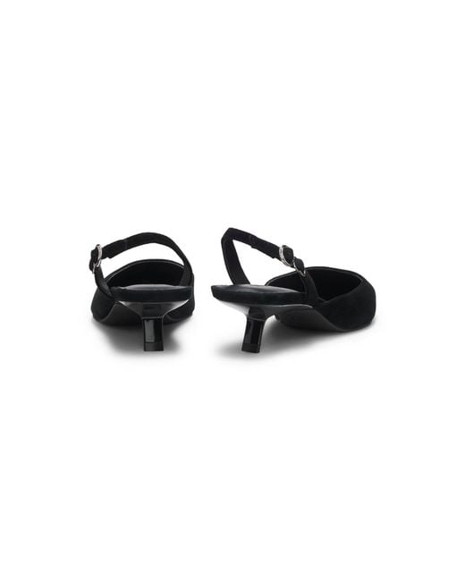 HUGO Black Kitten-Heel Slingbacks
