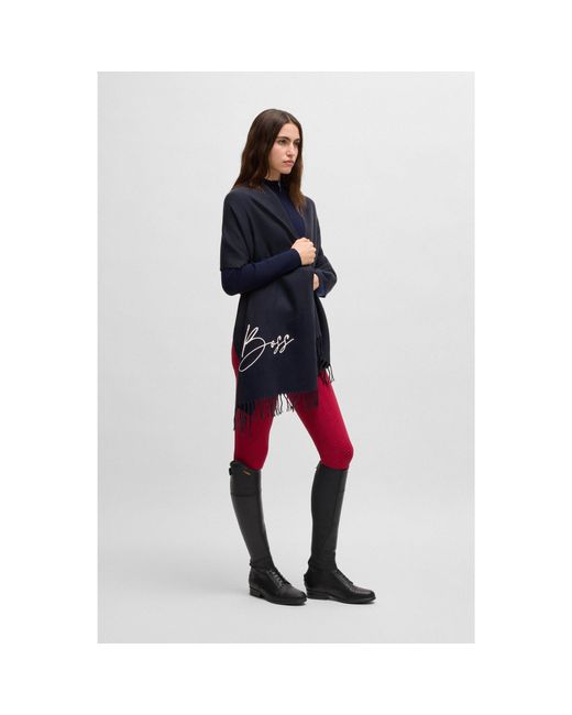 Boss Equestrian Scarf With Embroidered Logo