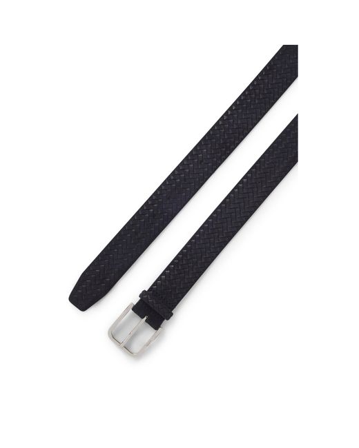 Boss Blue Woven-Suede Belt With Logo Buckle for men