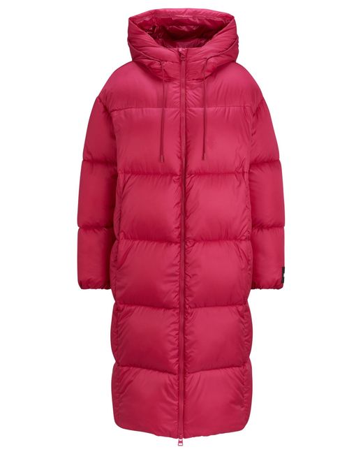 Veste longue Relaxed Fit en tissu déperlant HUGO en coloris Red