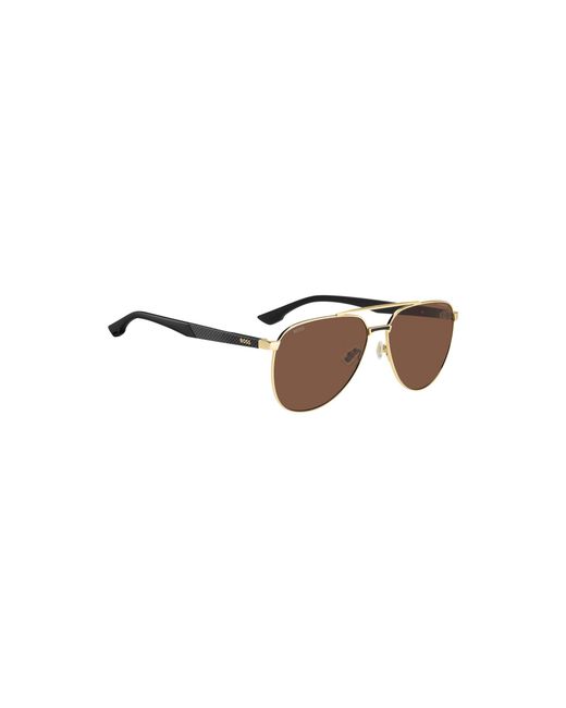 Boss Brown Tone Sunglasses With Patterned Temples for men