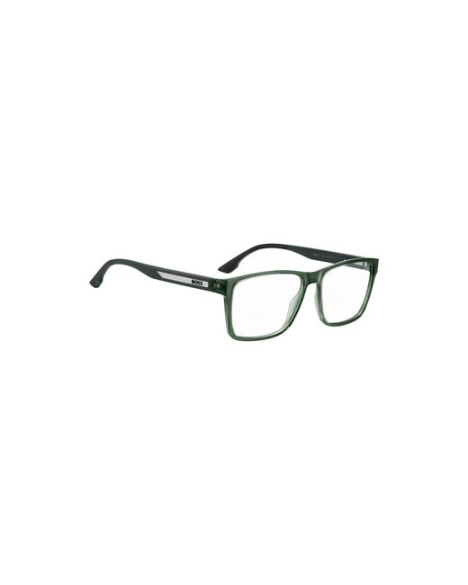 Boss Green Transparent- Optical Frames With Logo Plaque for men