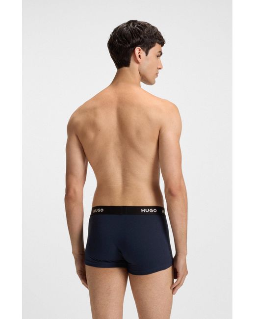HUGO Set Van Drie Korte Boxershorts Met Logotailleband Van Stretchkatoen in het Blue voor heren