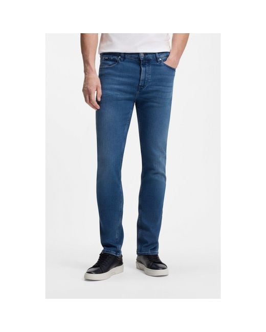 Boss Delaware Slim-fit Jeans In Blue Cashmere-touch Denim for men