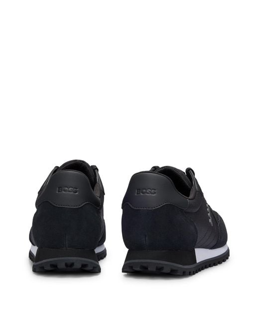 Boss Black Parkour L Running Style Trainers In Mixed Materials With Logo Details for men