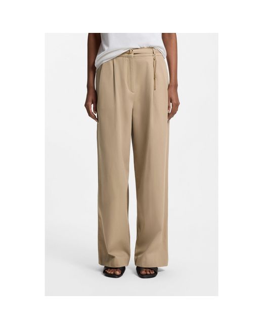 HUGO Natural Straight-Fit Trousers With-Tone Carabiner Chain
