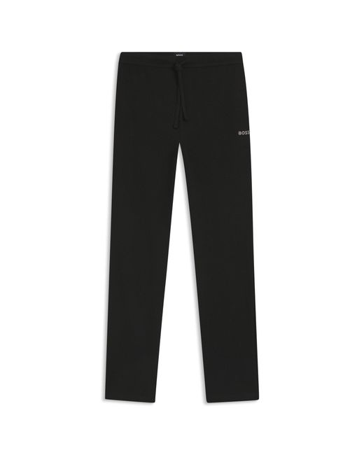 Boss Black Cotton-Blend Pyjama Bottoms With Embroidered Logo for men