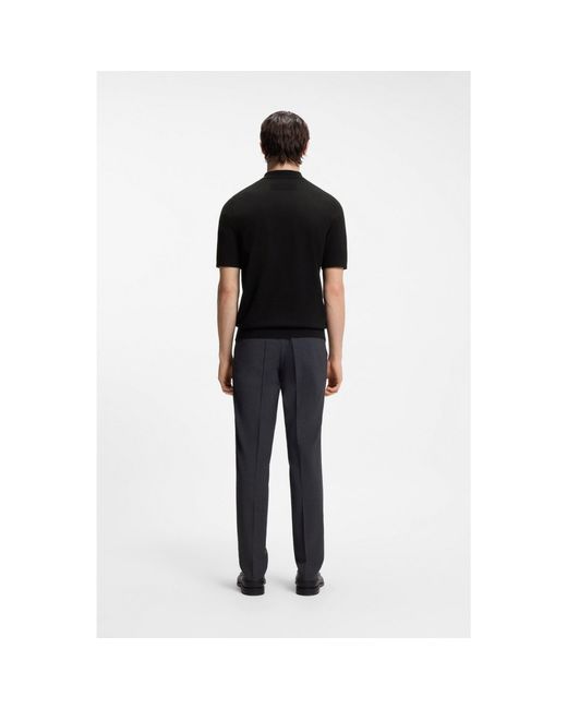 HUGO Black Knit Polo With Covered Placket for men