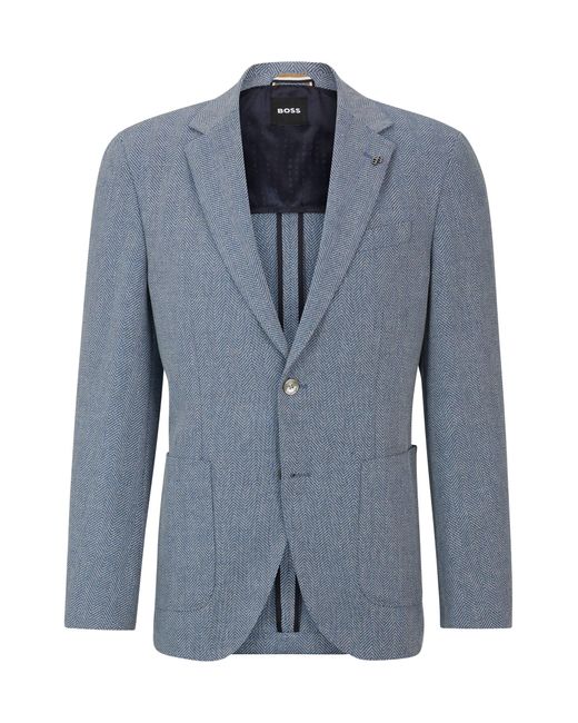 Veste Regular Fit En Coton Et Laine À Chevrons Boss pour homme en coloris Blue