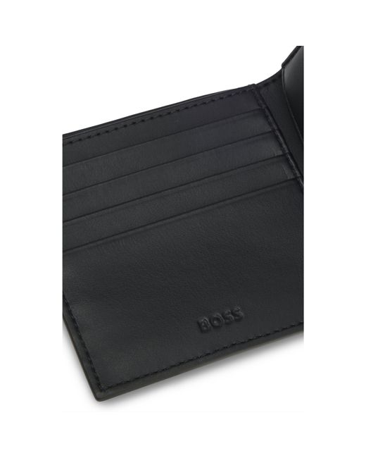 Boss Black Monogram Wallet With Plain Trims for men