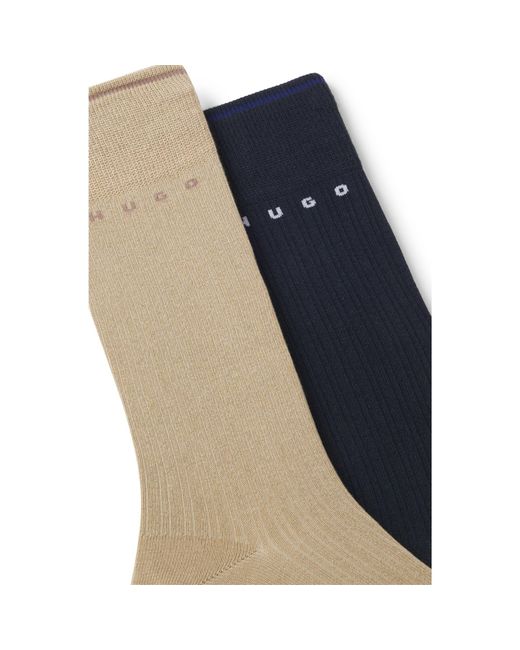 HUGO Blue Two-Pack Of Ribbed Cotton-Blend Socks for men