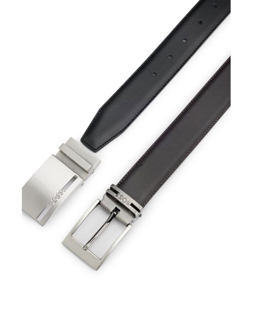Boss Omkeerbare Riem Van Italiaans Leer Met Verwisselbare Gespen in het Black voor heren