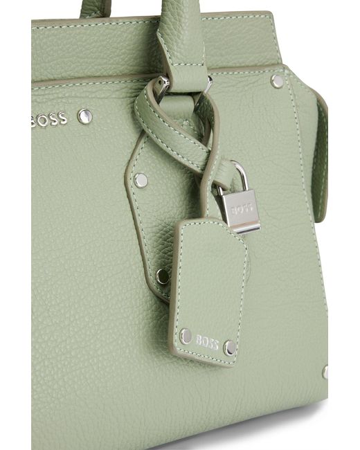 BOSS by HUGO BOSS Grained-leather Tote Bag With Branded Padlock And Tag in  Green | Lyst Canada