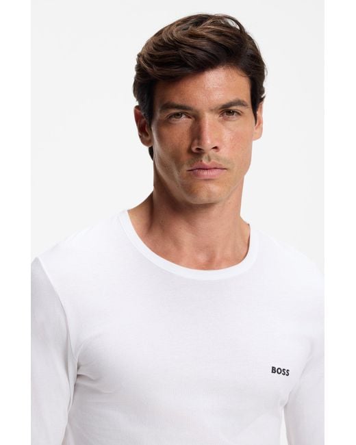 Boss Set Van Drie Katoenen Ondershirts Met Logo's in het Blue voor heren