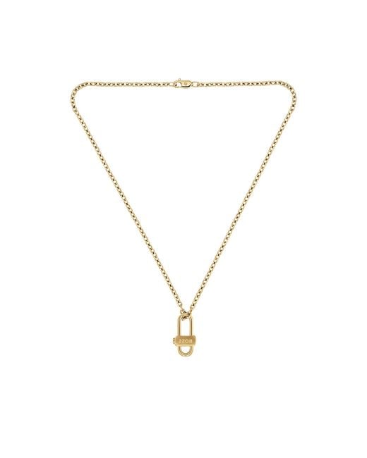 Boss Metallic Light---Tone Necklace With Lock Pendant for men