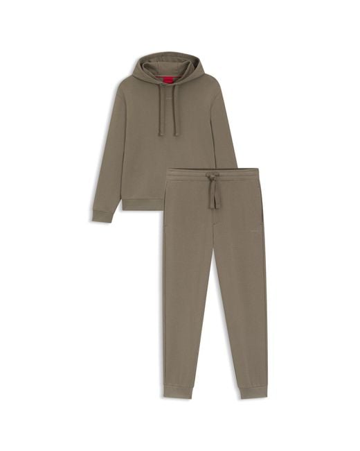 HUGO Natural Relaxed-Fit Tracksuit Set for men
