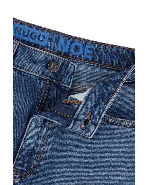 HUGO Mom Jeans In Medium-blue Stretch Denim