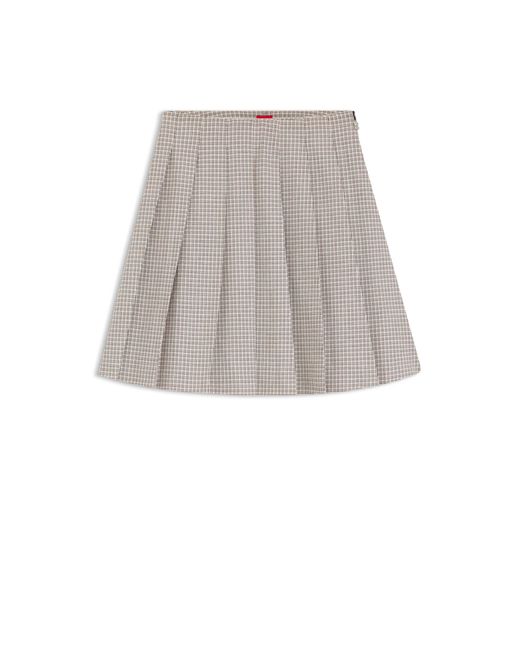 HUGO Multicolor Pleated Mini Skirt With Micro Check