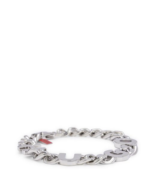 HUGO White Chain Cuff With Inserted Logo Letters for men