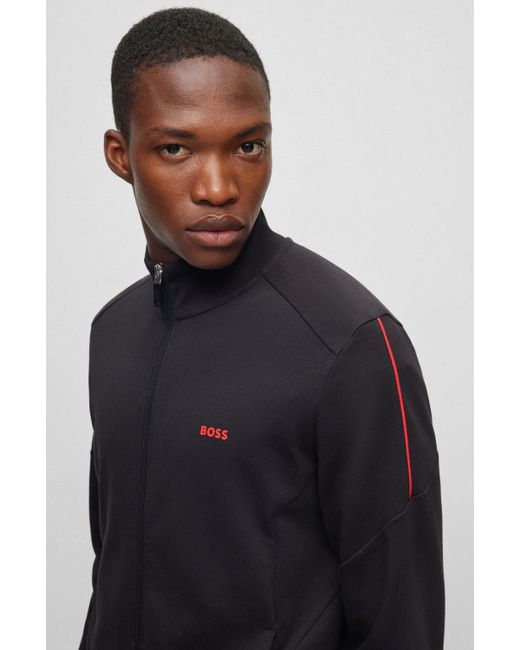BOSS by HUGO BOSS Trainingsanzug aus Interlock-Baumwolle mit  kontrastfarbenem Logo in Schwarz für Herren | Lyst DE