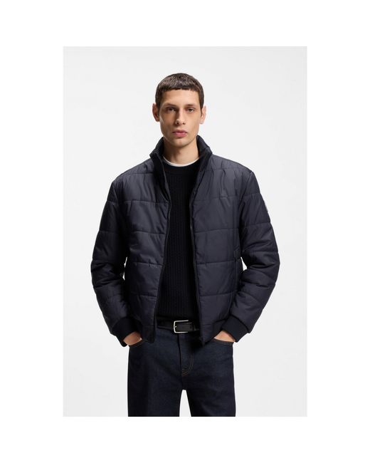 Boss Blue Water-Repellent Jacket With Logo Patch for men