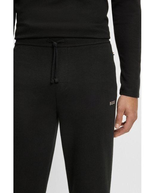 Boss Pyjamabroek Van Een Katoenmix Met Logostiksel in het Black voor heren