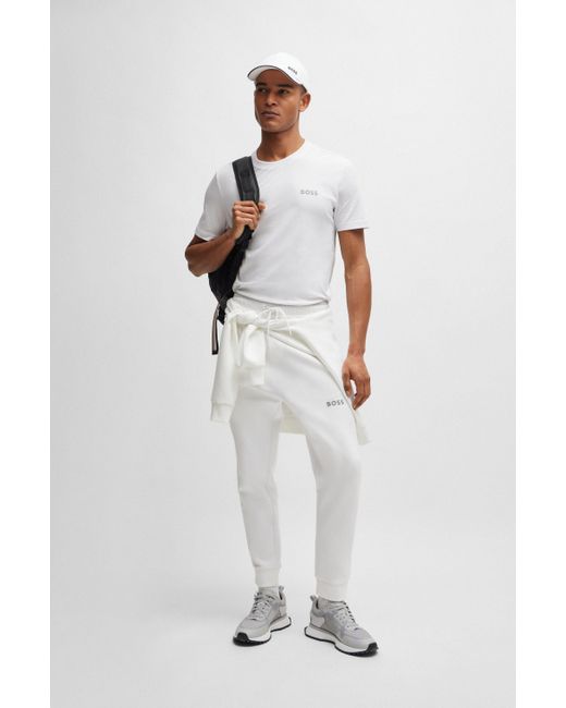 Boss Jogginghose aus Baumwoll-Mix mit erhabenem 3D-Logo in White für Herren