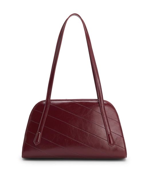 HUGO Purple Schultertasche Aus Besticktem Kunstleder Mit Stack-Logo Aus Metall