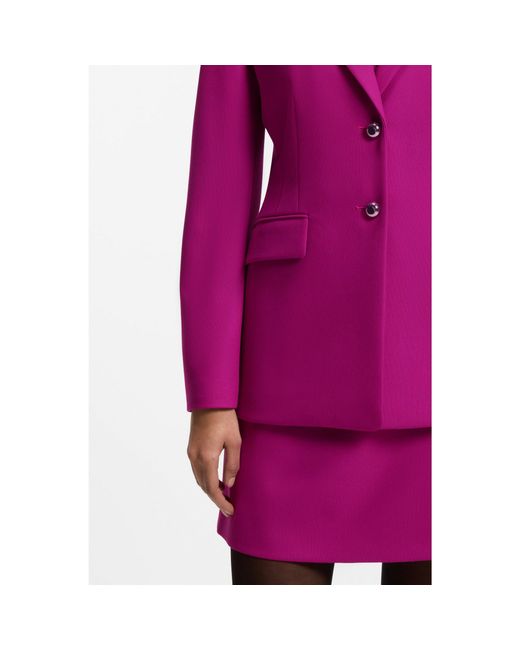 HUGO Purple Regular-Fit Blazer With Metal Buttons