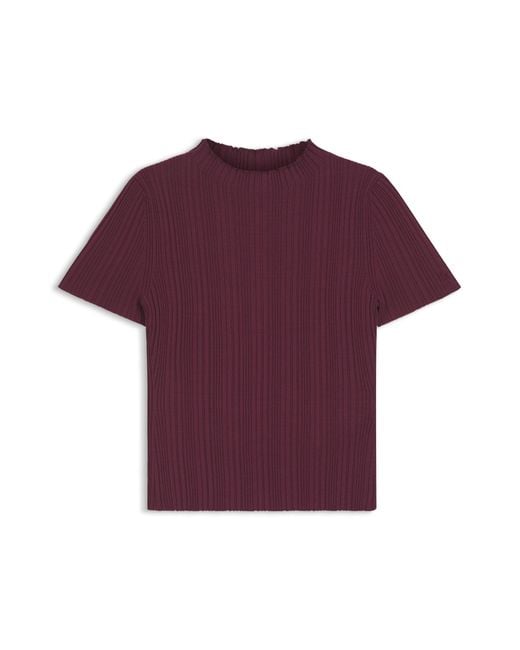 HUGO Trui Met Onregelmatige Ribstructuur En Hoge Hals in het Purple