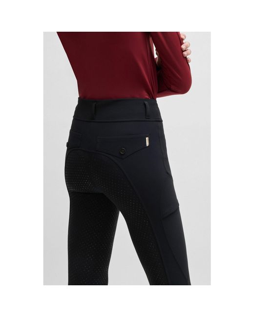 Boss Black Equestrian Slim-Fit Riding Leggings With Full Grip