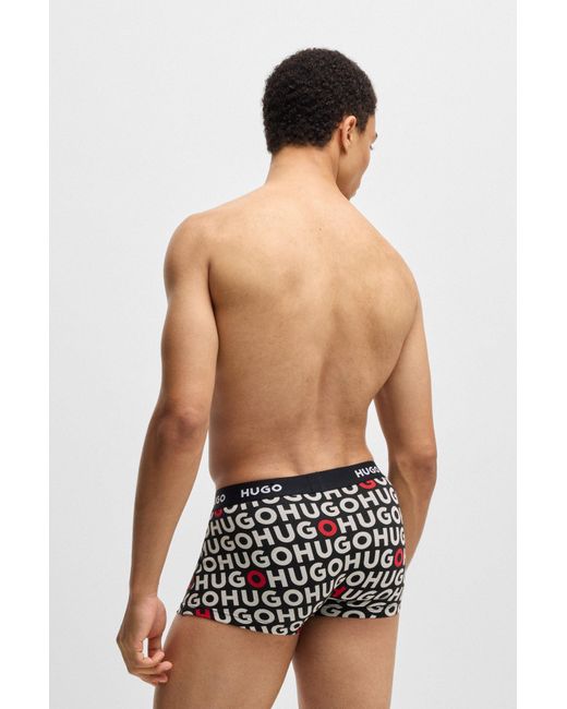 HUGO Set Van Drie Korte Boxershorts Met Logotailleband Van Stretchkatoen in het Red voor heren