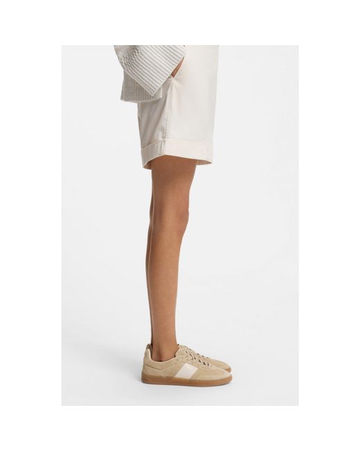 Boss Natural Suede Trainers With Smooth-Leather Trims